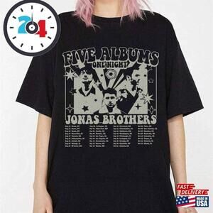Jonas Five Albums One Night Tour Shirt Singer Retro T-Shirt Unisex T-shirt
